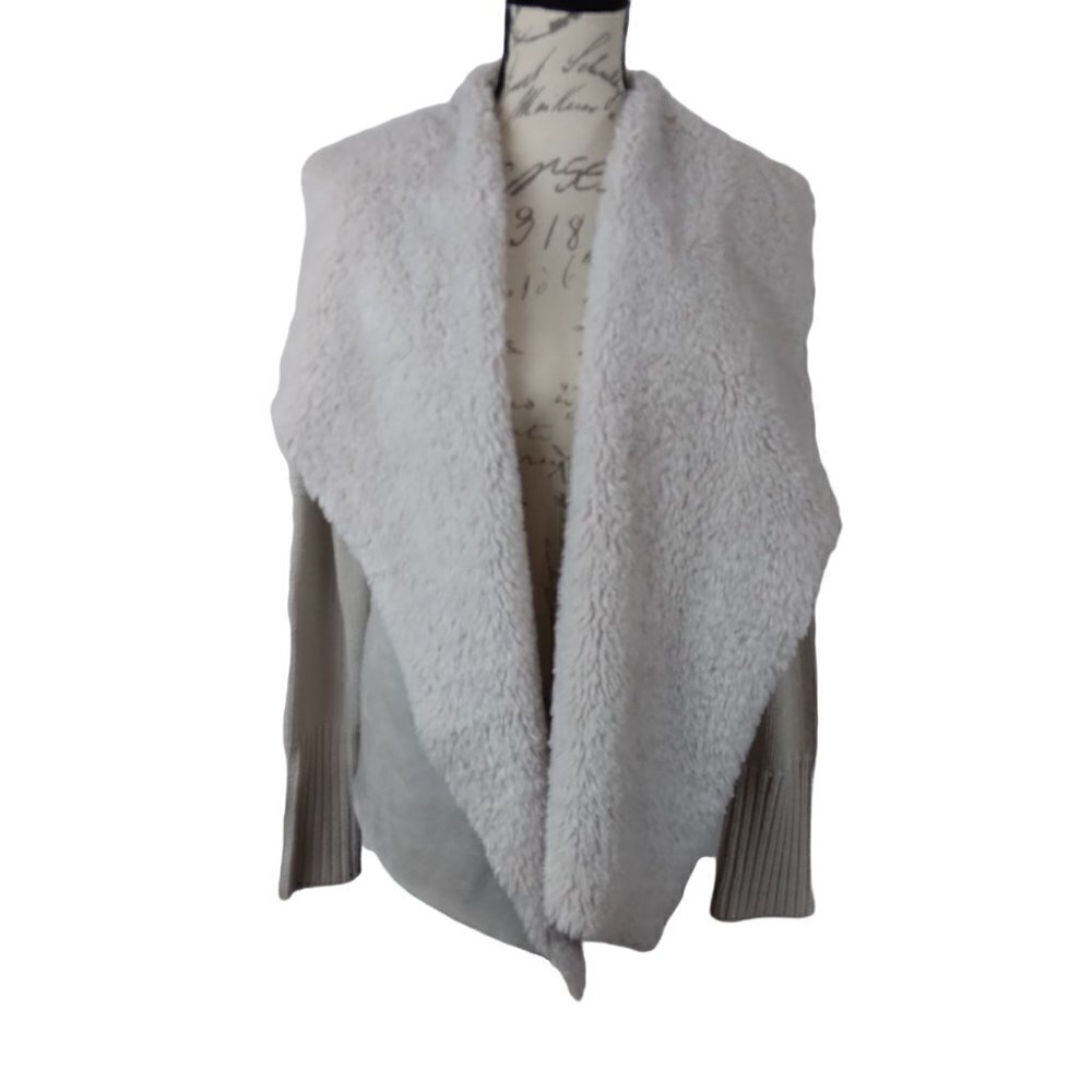 Chelsea &Theodore | Cardigan Sweater Faux Fur Suede Jacket | Size M